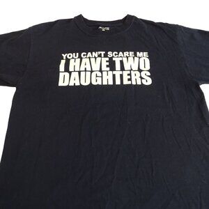 Surf Style T-Shirt Women Size L Blue You Cant Scare Me I Have Two Daughters